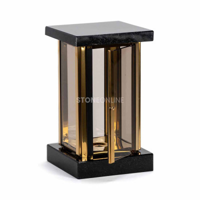 Schöne Friedhofslaterne MIRROW SQUARE GOLD – solides Modell aus Naturstein.