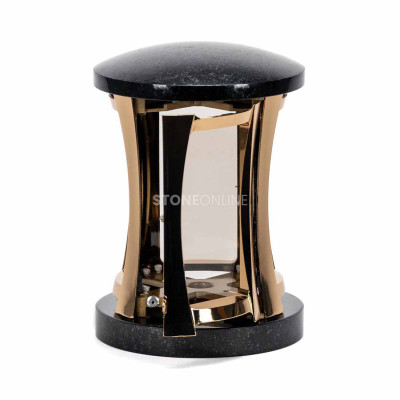 Grablaterne Granit mit goldenem Aluminiumgehäuse – schöne Deko für Grab und Denkmal.