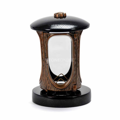 Grablampe mit Kupferkorpus und Rosette StoneOnline – elegantes Licht für Grabmal und Grab.