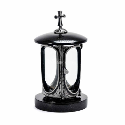 Grablampe LALUMCROSSSILVER StoneOnline – silberner Korpus und Zierkreuz oben.
