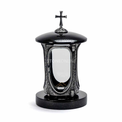 Silberne Grablaterne aus Granit StoneOnline – elegante Zier für Friedhof und Grab.