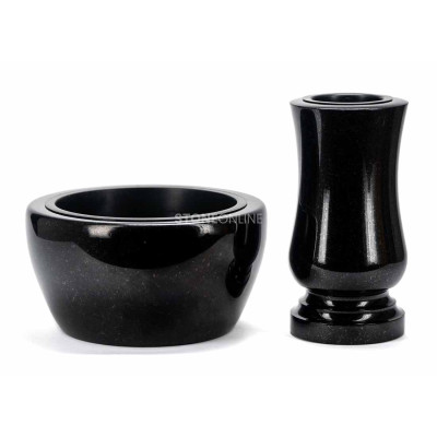Set WSTANDARD15 mit Schale DROP 30 cm für ein größeres Grabmal, StoneOnline.