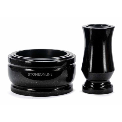 Granitset für den Friedhof Vase WTRENDY15 und Schale DELUX 25 cm – elegantes Set für den Friedhof.