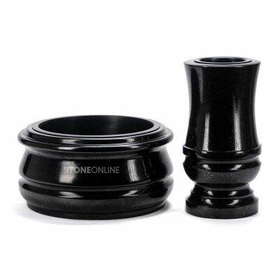 Edles Granit-Set WDELUX15 + Schale ELEGANT 30 cm – besonders elegante Grabdekoration StoneOnline.