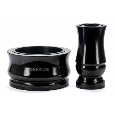 Elegantes Granitset WMODERN15 + Schale STANDARD 25 cm – moderne Grab- und Gedenkdeko StoneOnline.