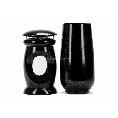 Edles Granit-Set LBEAUTIFUL15 + WBASIC15 – Zierlaterne und hohe Vase für Blumen StoneOnline.