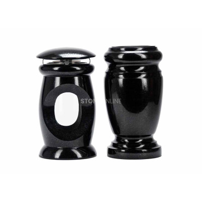 Besonders elegantes Granitset LBEAUTIFUL15 + WELEGANT15 – Zierlaterne und stilvolle Vase für den Friedhof StoneOnline.