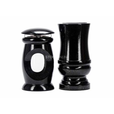 Exklusives Granitset LBEAUTIFUL15 + WDELUX15 – repräsentative Laterne und elegante Vase von StoneOnline.