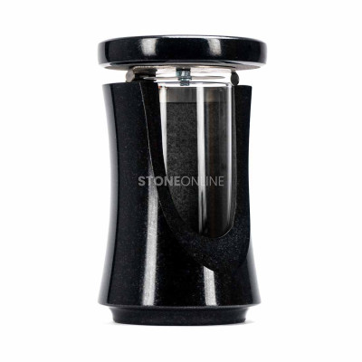 Schönes Grab-Set aus Naturgranit – dekorative Laterne LUNIQUE15 mit Fräsungen und zeitlose Vase WCLASSIC15.