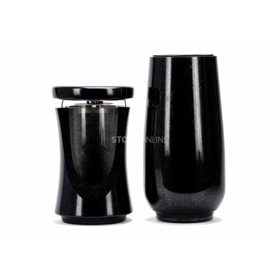 Edles Granit-Set LUNIQUE15 + WBASIC15 – dekorative Laterne und hohe Blumenvase StoneOnline.