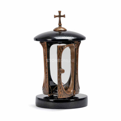 Elegantes Grabset für den Friedhof – LALUMCROSSCOPPER Laterne mit Kupferdetails und WCLASSIC15 Vase.