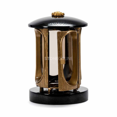 Robustes Grab-Set – dekorative goldene Grablaterne und Vase WMODERN15 in moderner Form.