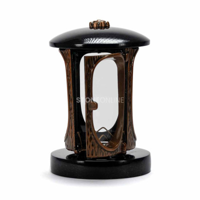 Elegantes Set fürs Grabmal und den Friedhof – LALUMROSETTECOPPER Laterne und hohe WBASIC15 Vase für das ganze Jahr.