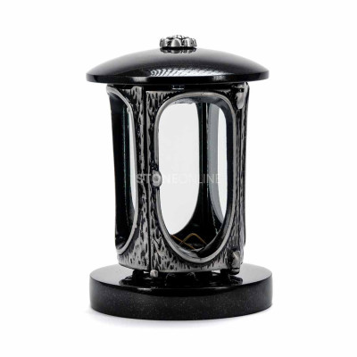 Elegantes Set fürs Grabmal und den Friedhof – LALUMROSETTESILVER Laterne und hohe WBASIC15 Vase für das ganze Jahr.