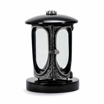 Schöne Grabdekoration – Laterne mit silberner Rosette und zeitlose Vase WCLASSIC15 StoneOnline.