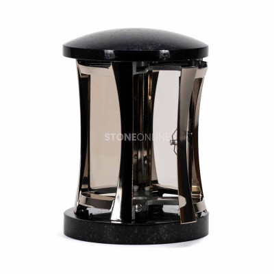Elegantes Set für Grabmal oder Gruft – Grablaterne MIRROW ROUND SILVER und Vase WDELUX15.