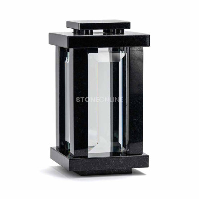 Solides Set für den Friedhof – LPREMIUM Laterne und WDIAMOND15 Vase mit markanter Geometrie.