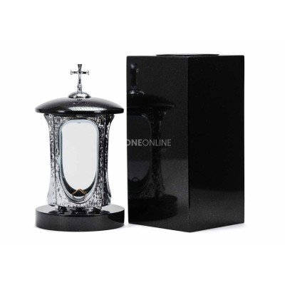Grablaterne LALUMCROSSINOX und Vase WCUBE15 – modernes Granitset für den Friedhof.