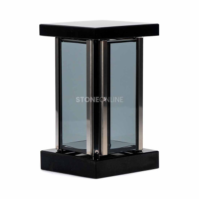 Schönes Grab-Set StoneOnline – silberne Laterne und stabile Grabvase für den Strauß.