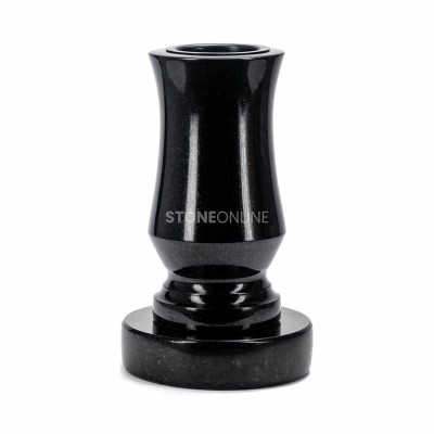 Vase WTRENDY15 auf runder Basis PROUND – elegantes Granit-Set für den Friedhof.