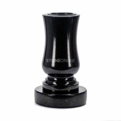Vase WSTANDARD15 auf runder Basis PROUND – klassisches Granit-Set für den Friedhof StoneOnline.