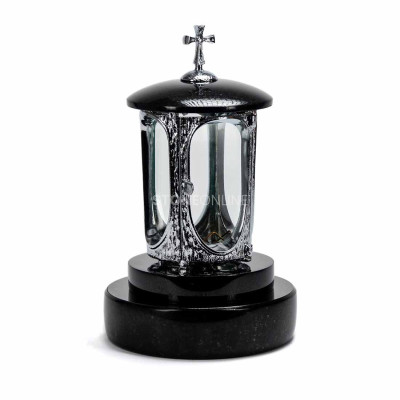 Grablaterne LALUMCROSSINOX mit verchromtem Gehäuse und Kreuz auf runder Basis PROUND.