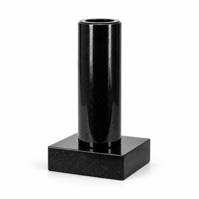 Schlanke Vase WTUBA11 auf quadratischem Sockel PSQUARE – hohe Blumendekoration aus Granit.