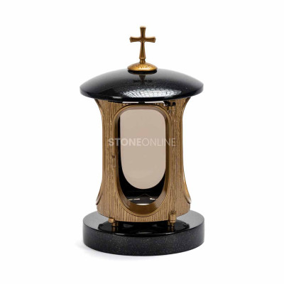 Goldene Grablaterne LALUMCROSSGOLD StoneOnline – langlebige Grablampe.