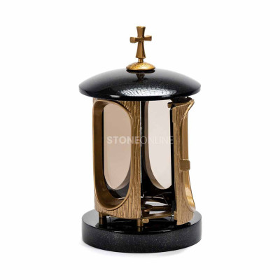 Granitlampe LALUMCROSSGOLD StoneOnline – elegantes Grablicht.