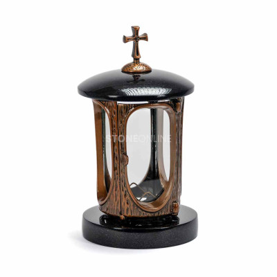 Grablaterne mit Kupferkorpus und Kreuz StoneOnline – elegante Laterne fürs Grabmal.