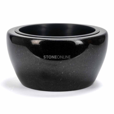 Granit‑Schale DROP MDROP StoneOnline für den Friedhof – elegante Grabschale aus Naturstein.
