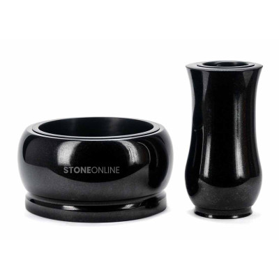 Granitset WCLASSIC15 und Schale FAME 25 cm für den Friedhof – Set von StoneOnline.