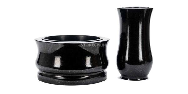 Grabschmuck-Sets aus Granit mit Grabvase und Grabschale